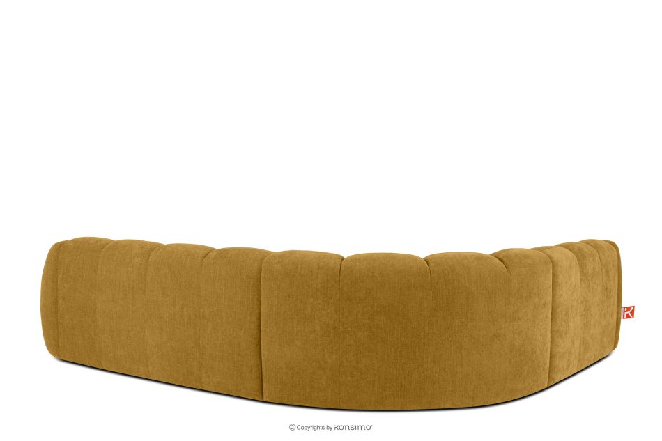 FLAVA Großes gestepptes Ecksofa im Retro-Modern-Stil links honigfarben Honigfarben - Foto 3