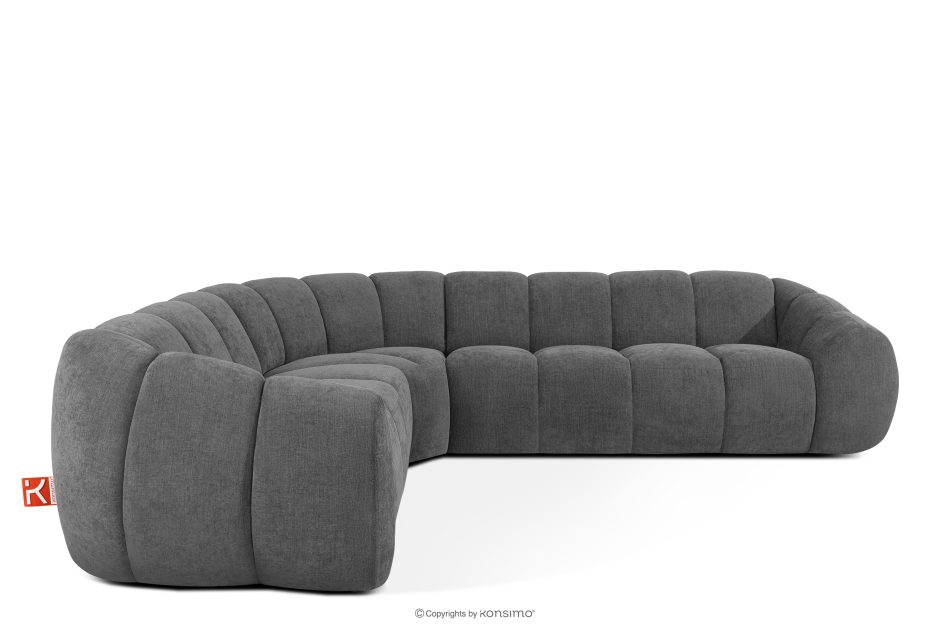 FLAVA Großes gestepptes Ecksofa im Retro-Modern-Stil links aschgrau Grau - Foto 0
