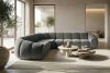 FLAVA Großes gestepptes Ecksofa im Retro-Modern-Stil links aschgrau Grau - Foto 10