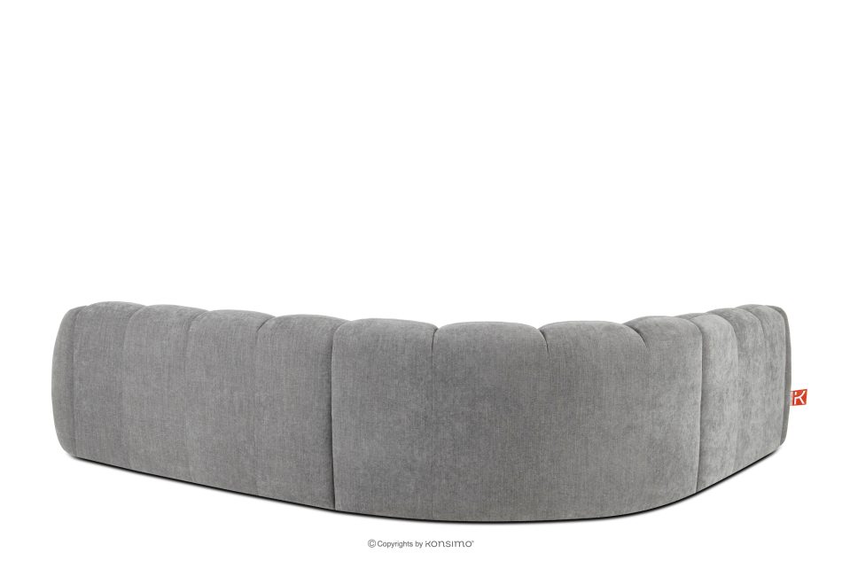 FLAVA Großes gestepptes Ecksofa im Retro-Modern-Stil links hellgrau Hellgrau - Foto 3