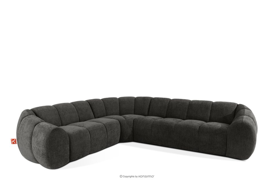 FLAVA Großes gestepptes Ecksofa im Retro-Modern-Stil links graphit Graphit - Foto 2