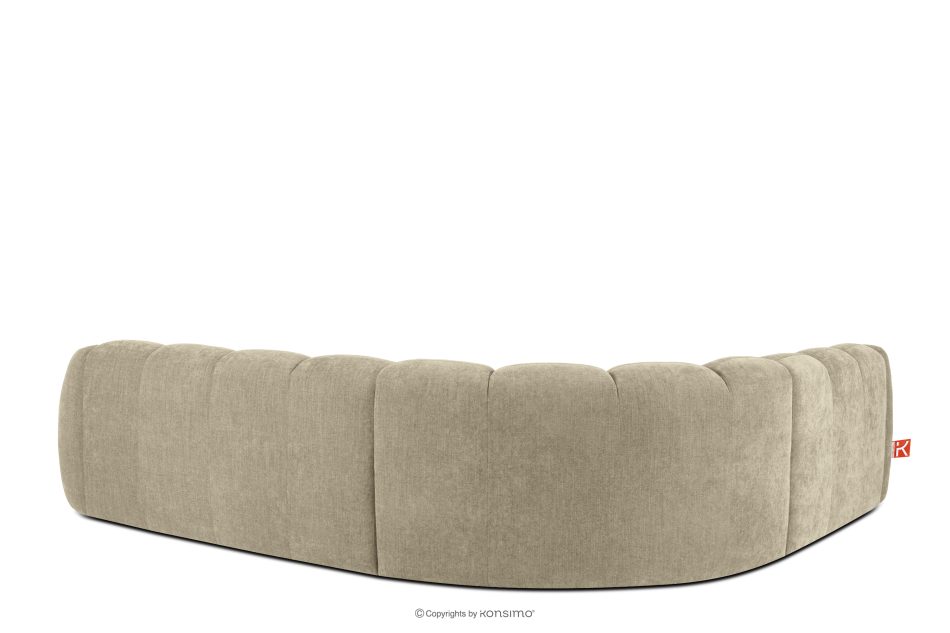 FLAVA Großes gestepptes Ecksofa im Retro-Modern-Stil links sandfarben Sandfarben - Foto 3