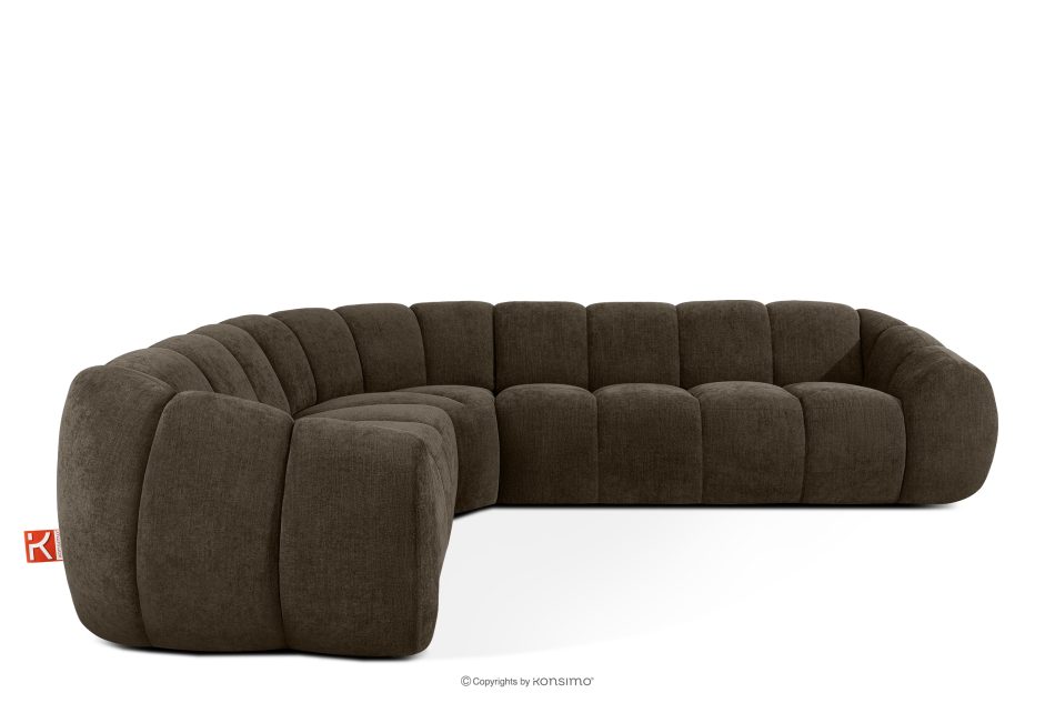 FLAVA Großes gestepptes Ecksofa im Retro-Modern-Stil links braun Braun - Foto 0