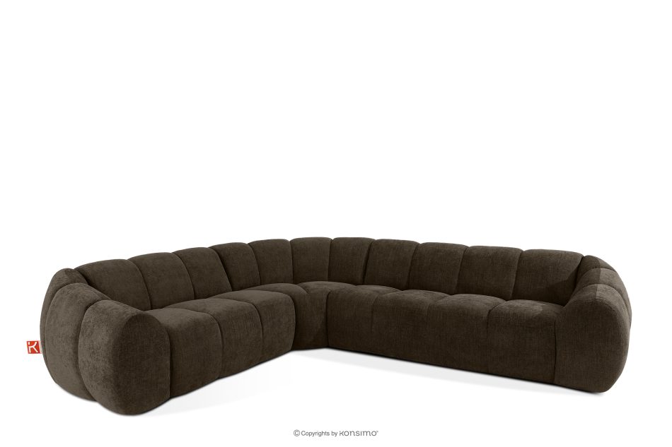 FLAVA Großes gestepptes Ecksofa im Retro-Modern-Stil links braun Braun - Foto 2