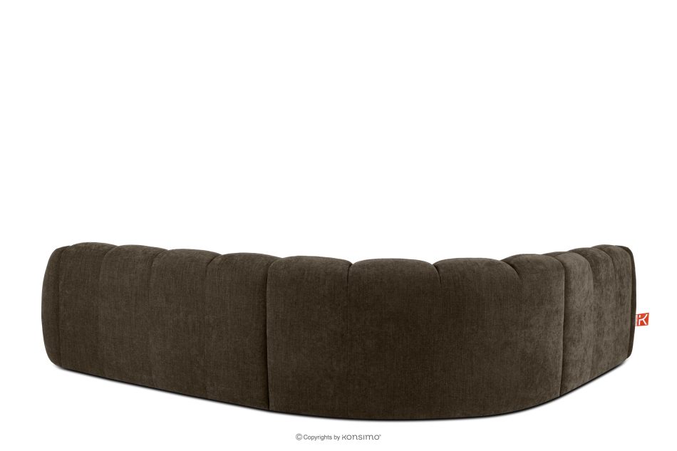 FLAVA Großes gestepptes Ecksofa im Retro-Modern-Stil links braun Braun - Foto 3