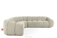 Großes gestepptes Ecksofa im Retro-Modern-Stil links ecru