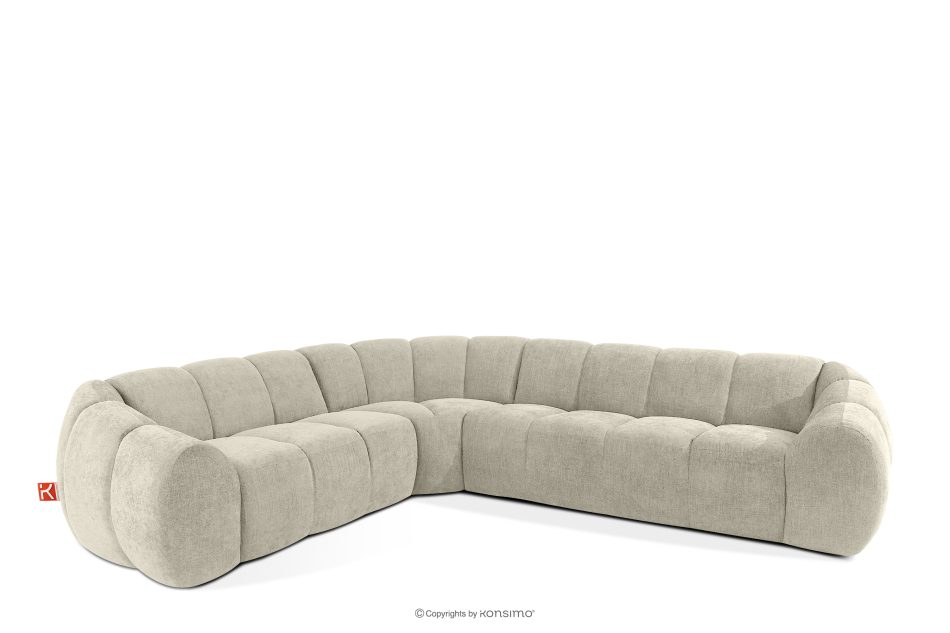 FLAVA Großes gestepptes Ecksofa im Retro-Modern-Stil links ecru Ecru - Foto 2