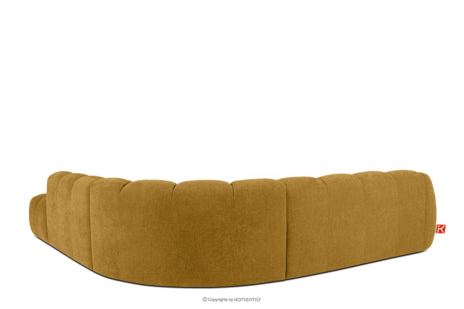 FLAVA Großes gestepptes modulares Ecksofa im Retro-Modern-Stil rechts honigfarben Honigfarben - Foto 3