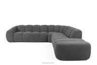 Großes gestepptes modulares Ecksofa im Retro-Modern-Stil rechts grau