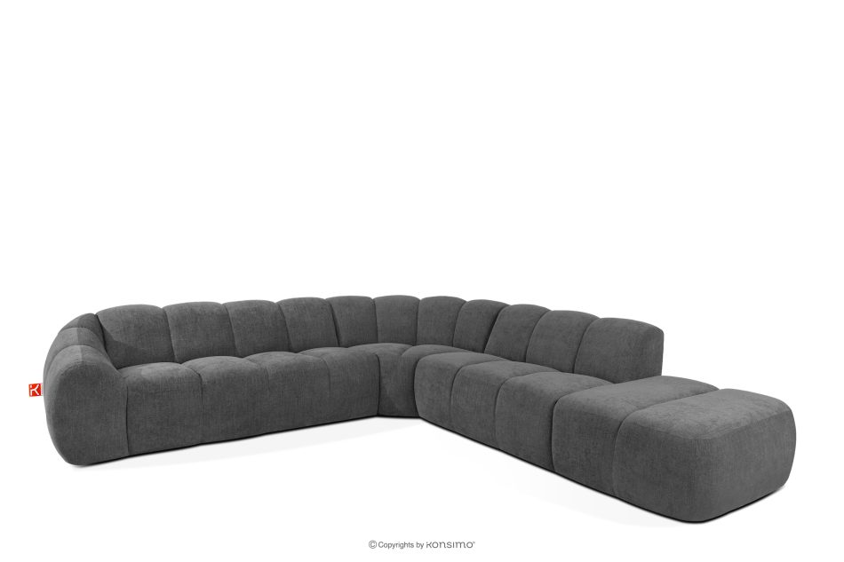 FLAVA Großes gestepptes modulares Ecksofa im Retro-Modern-Stil rechts grau Grau - Foto 2