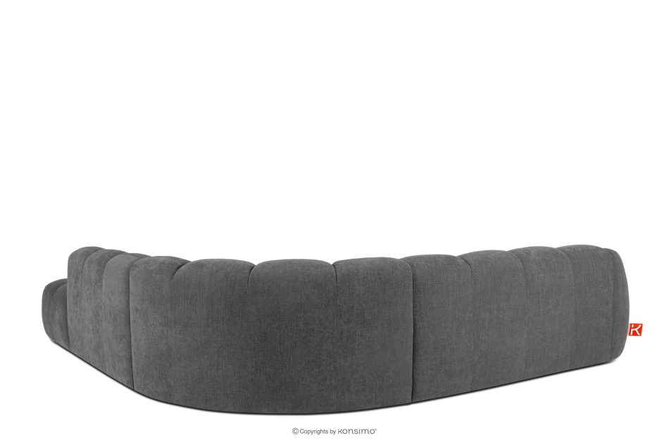 FLAVA Großes gestepptes modulares Ecksofa im Retro-Modern-Stil rechts grau Grau - Foto 3