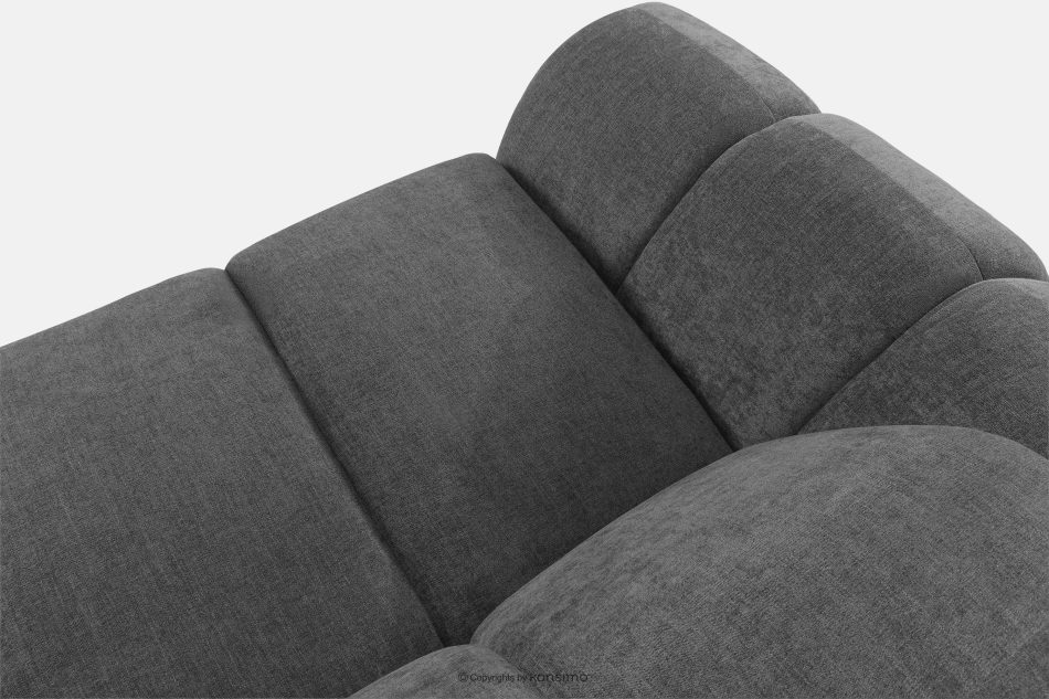 FLAVA Großes gestepptes modulares Ecksofa im Retro-Modern-Stil rechts grau Grau - Foto 4