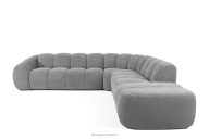 Großes gestepptes modulares Ecksofa im Retro-Modern-Stil rechts hellgrau