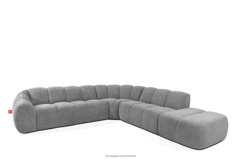 FLAVA Großes gestepptes modulares Ecksofa im Retro-Modern-Stil rechts hellgrau Hellgrau - Foto 2