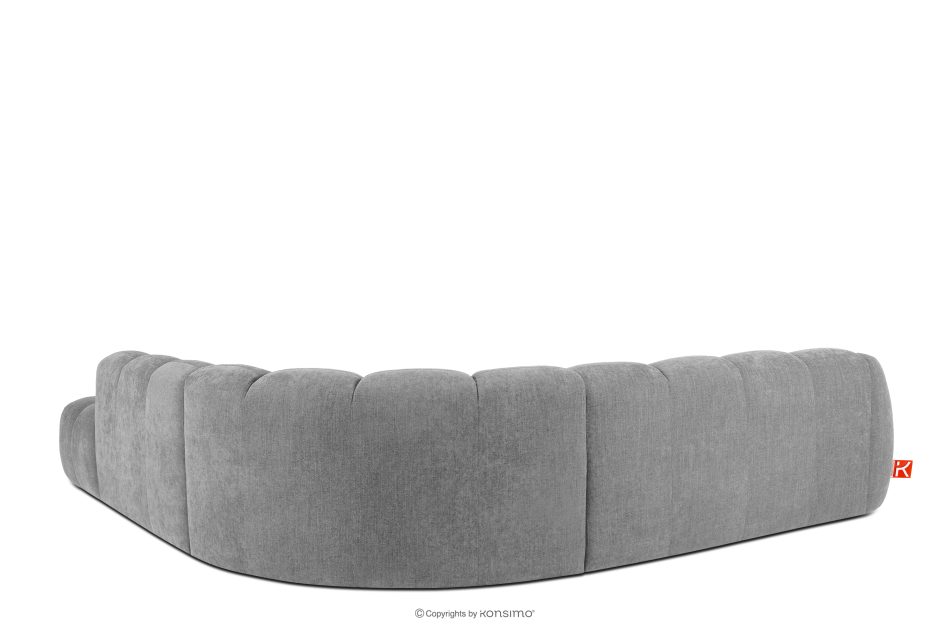 FLAVA Großes gestepptes modulares Ecksofa im Retro-Modern-Stil rechts hellgrau Hellgrau - Foto 3