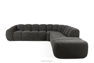 Großes gestepptes modulares Ecksofa im Retro-Modern-Stil rechts graphit