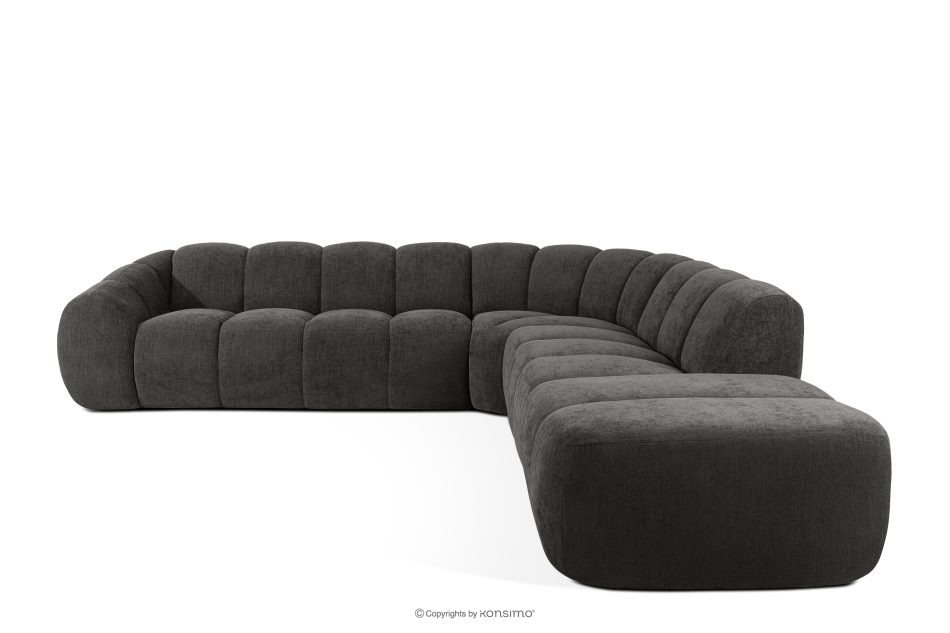 FLAVA Großes gestepptes modulares Ecksofa im Retro-Modern-Stil rechts graphit Graphit - Foto 0