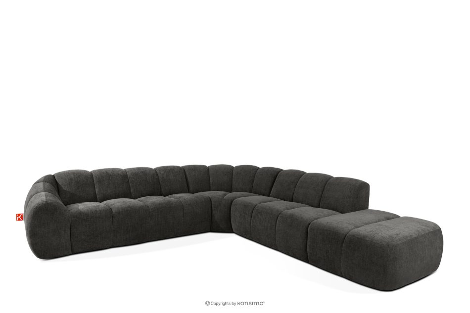 FLAVA Großes gestepptes modulares Ecksofa im Retro-Modern-Stil rechts graphit Graphit - Foto 2