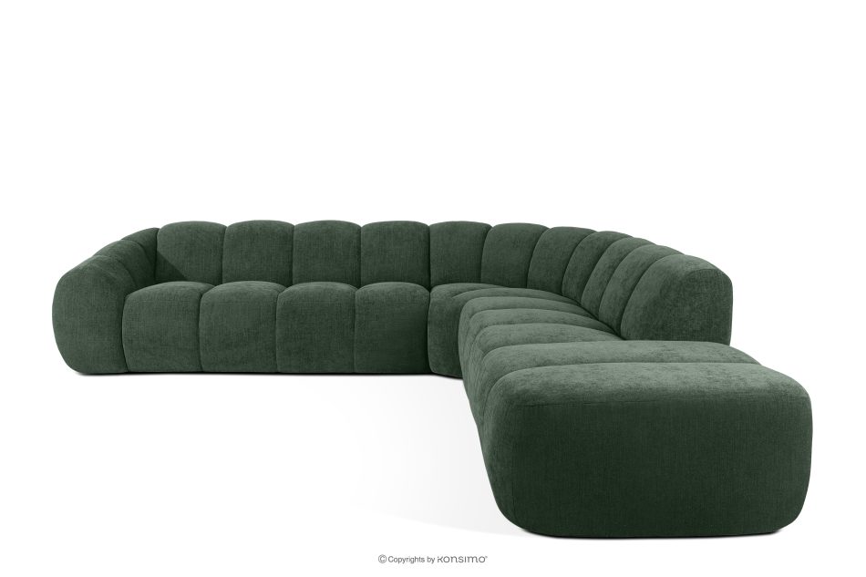 FLAVA Großes gestepptes modulares Ecksofa im Retro-Modern-Stil rechts dunkelgrün Dunkelgrün - Foto 0