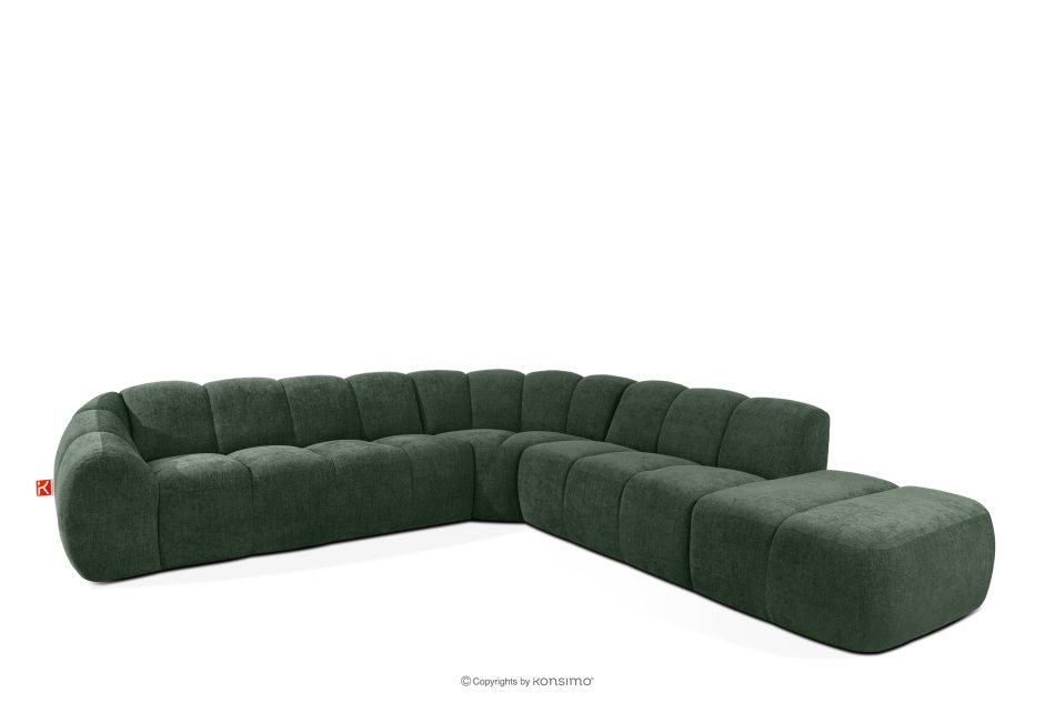 FLAVA Großes gestepptes modulares Ecksofa im Retro-Modern-Stil rechts dunkelgrün Dunkelgrün - Foto 2