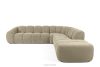 Großes gestepptes Ecksofa im Retro-Modern-Stil rechts sandfarben