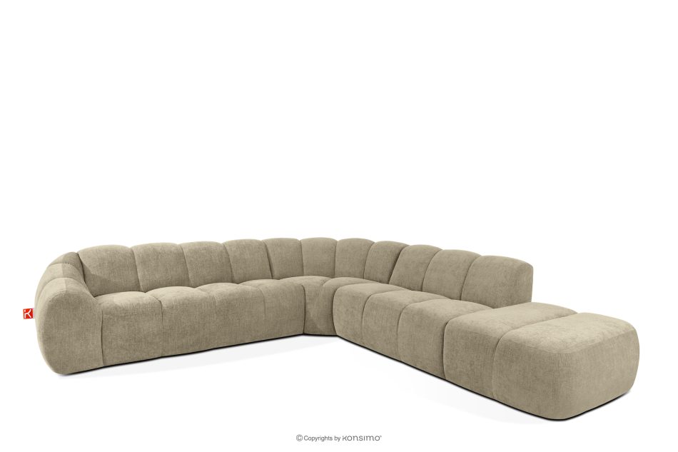 FLAVA Großes gestepptes Ecksofa im Retro-Modern-Stil rechts sandfarben Sandfarben - Foto 2