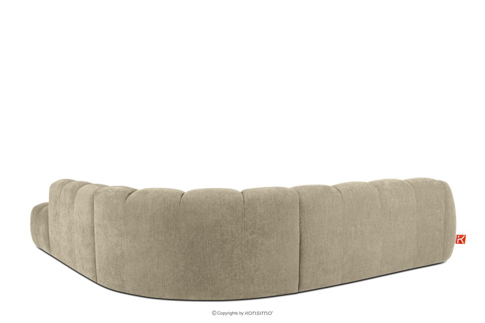 FLAVA Großes gestepptes Ecksofa im Retro-Modern-Stil rechts sandfarben Sandfarben - Foto 3