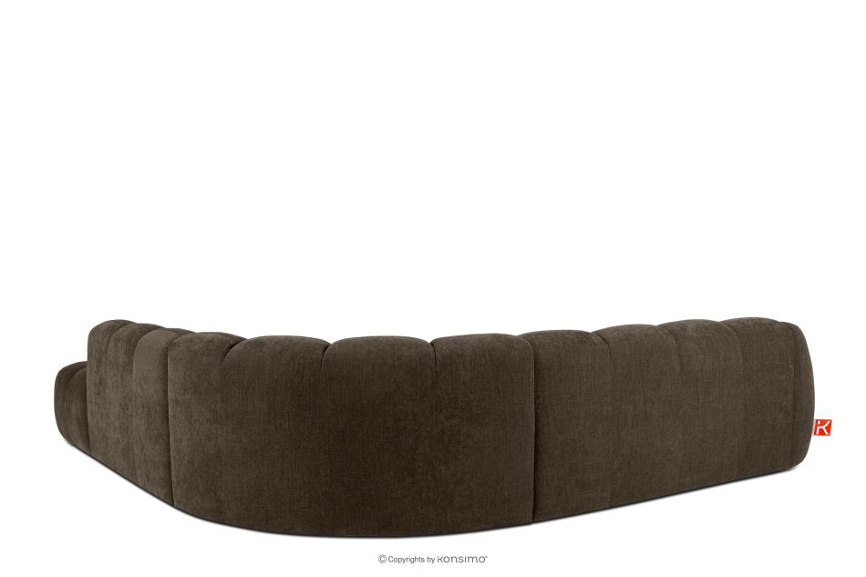 FLAVA Großes gestepptes Ecksofa im Retro-Modern-Stil rechts braun Braun - Foto 3