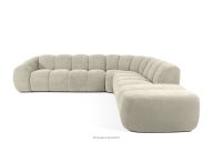 Großes gestepptes Ecksofa im Retro-Modern-Stil rechts ecru