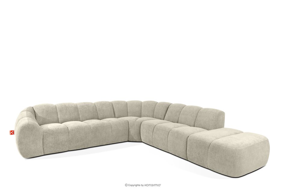 FLAVA Großes gestepptes Ecksofa im Retro-Modern-Stil rechts ecru Ecru - Foto 2