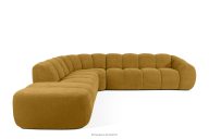 Großes gestepptes modulares Ecksofa im Retro-Modern-Stil links honigfarben