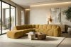 FLAVA Großes gestepptes modulares Ecksofa im Retro-Modern-Stil links honigfarben Honigfarben - Foto 11