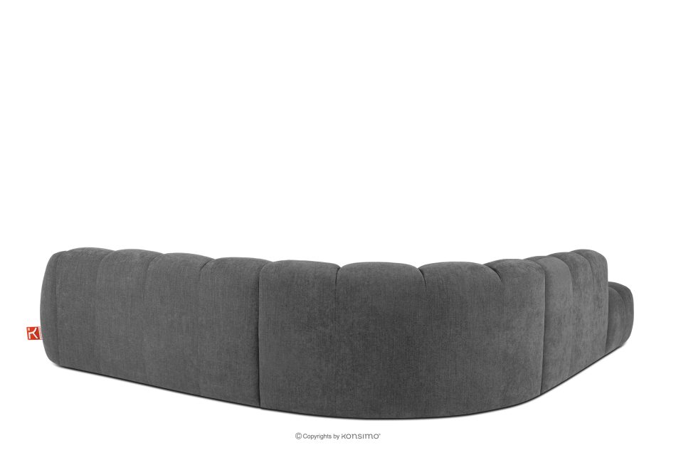 FLAVA Großes gestepptes Ecksofa im Retro-Modern-Stil links grau Grau - Foto 3