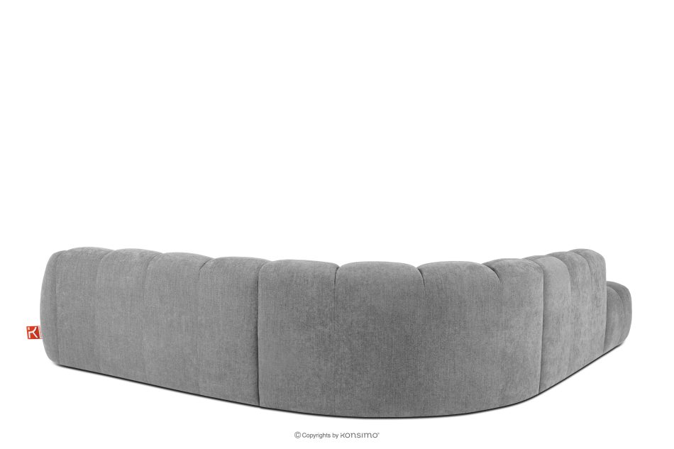 FLAVA Großes gestepptes Ecksofa im Retro-Modern-Stil links hellgrau Hellgrau - Foto 3