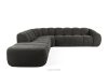 FLAVA Großes gestepptes Ecksofa im Retro-Modern-Stil links graphit Graphit - Foto 1