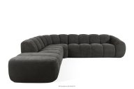 Großes gestepptes Ecksofa im Retro-Modern-Stil links graphit