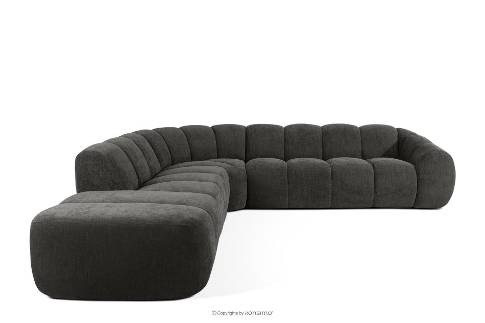 FLAVA Großes gestepptes Ecksofa im Retro-Modern-Stil links graphit Graphit - Foto 0