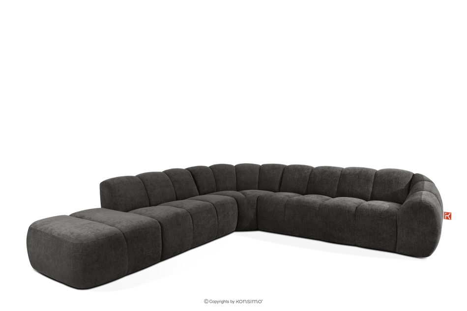 FLAVA Großes gestepptes Ecksofa im Retro-Modern-Stil links graphit Graphit - Foto 2