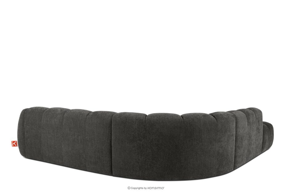 FLAVA Großes gestepptes Ecksofa im Retro-Modern-Stil links graphit Graphit - Foto 3