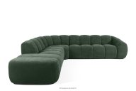 Großes gestepptes Ecksofa im Retro-Modern-Stil links dunkelgrün