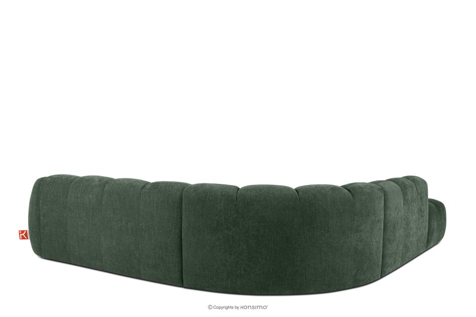 FLAVA Großes gestepptes Ecksofa im Retro-Modern-Stil links dunkelgrün Dunkelgrün - Foto 3
