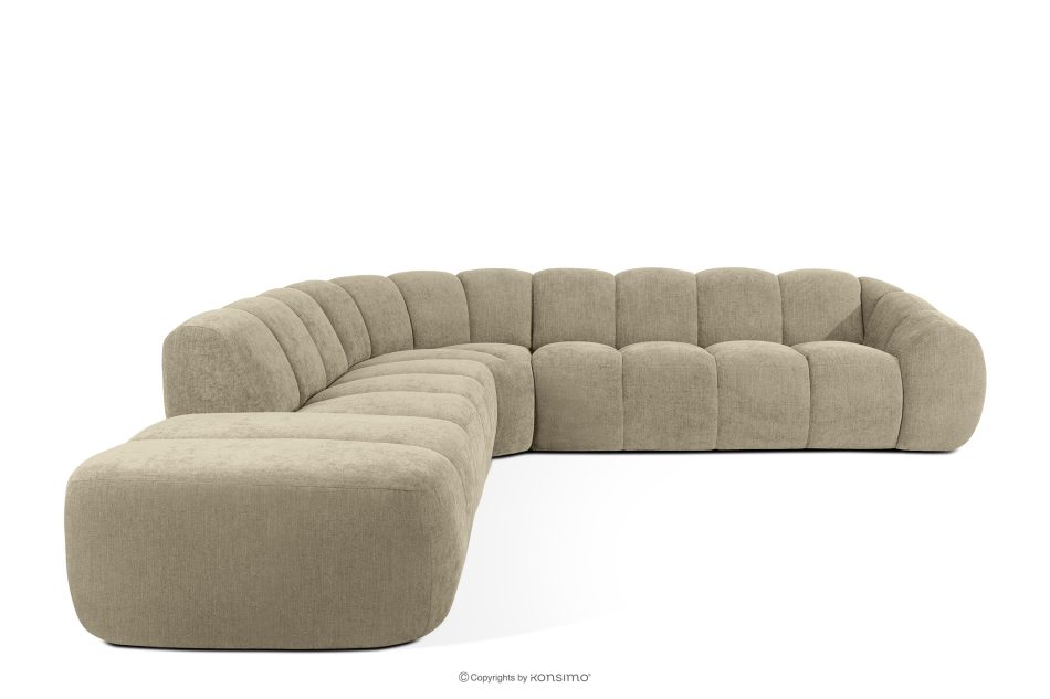 FLAVA Großes gestepptes modulares Ecksofa im Retro-Modern-Stil links sandfarben Sandfarben - Foto 0