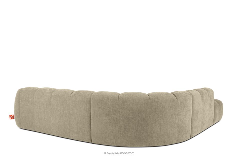 FLAVA Großes gestepptes modulares Ecksofa im Retro-Modern-Stil links sandfarben Sandfarben - Foto 3
