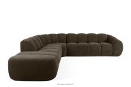 Großes gestepptes modulares Ecksofa im Retro-Modern-Stil links braun