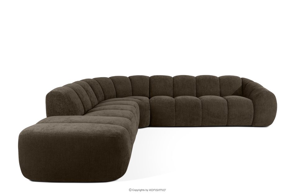FLAVA Großes gestepptes modulares Ecksofa im Retro-Modern-Stil links braun Braun - Foto 0