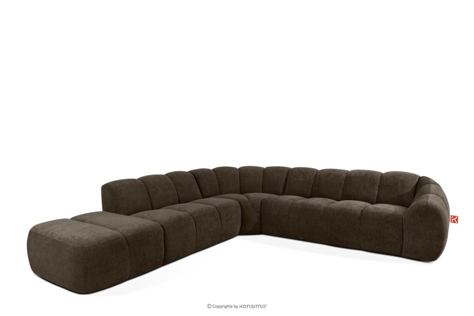 FLAVA Großes gestepptes modulares Ecksofa im Retro-Modern-Stil links braun Braun - Foto 2
