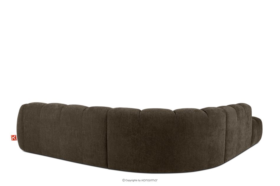 FLAVA Großes gestepptes modulares Ecksofa im Retro-Modern-Stil links braun Braun - Foto 3