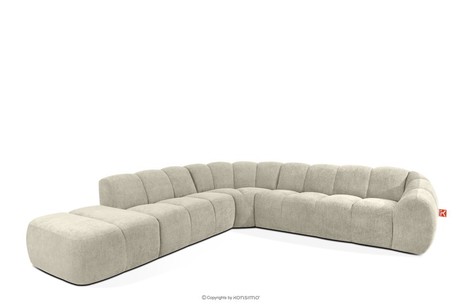 FLAVA Großes gestepptes modulares Ecksofa im Retro-Modern-Stil links ecru Ecru - Foto 2