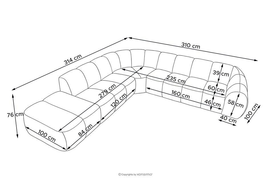 FLAVA Großes gestepptes Ecksofa im Retro-Modern-Stil links hellgrau Hellgrau - Foto 11