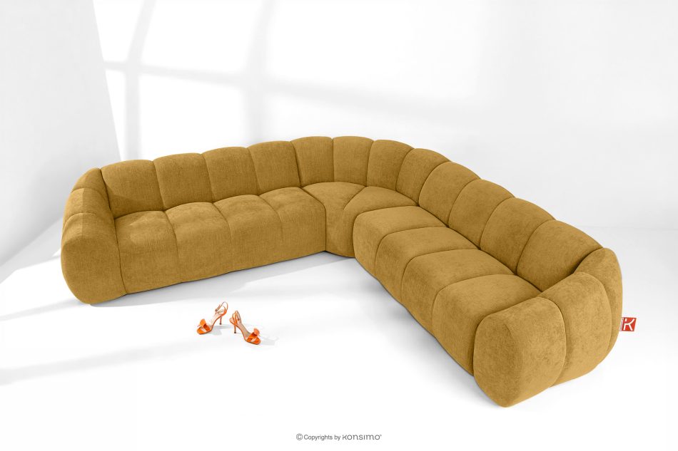 FLAVA Modulares Ecksofa im Modern-Retro-Stil rechts/links Honigfarben Honigfarben - Foto 1